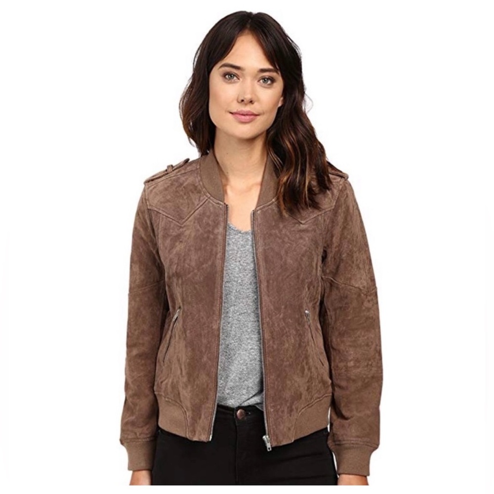 NWOT! Blank NYC Brown 100% Leather (Suede) Bomber Jacket